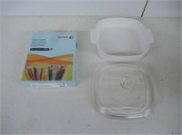 8.5X11 BLUE PASTEL PAPER & CORNING WARE DISH W/LID