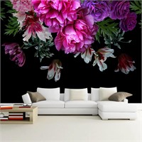 WFBHUA-Purple Peony Floral Wallpaper Tropical Bot