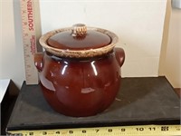 vtg Hull brown drip glaze lidded jar