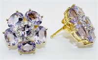 Gold Plated 9.90 cts Amethyst Earrings