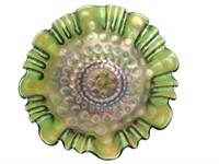 Early Carnival Glass Ruffle Edge Bowl