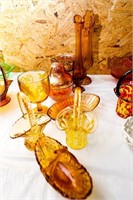 (3) Small Glass Amber Glass Baskets, Indiana Glass