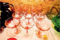 (14) Pink Glasses - (7) Champagne Glasses and (7)