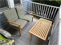 METAL OUTDOOR LOVE SEAT AND TABLE