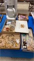 2 flats of assorted costume jewelry