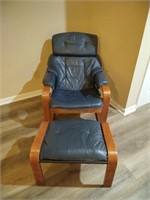 Leather Chair with  Matching Ottoman
