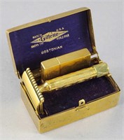 Antique 1929 Bostonian Gillette Gold Tone Razor