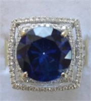 14K White Gold 6.98ct Sapphire & Diamond Ring