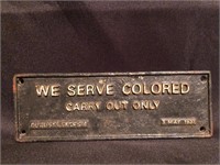 "Carry Out Only" Cast Iron Sign