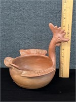 Vintage Oaxacan Red Clay Rooster Salsa Bowl