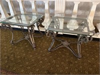 {each} Metal & Glass Top End Tables