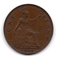 1936 Great Britain One Penny Coin