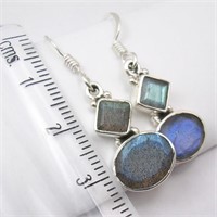 925 Sterling Silver Labradorite Earrings 1.3"