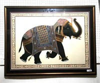 Large Framed Mixed Media Elephant Wall Art