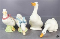 Glazed Ceramic Duck Figurines / 4 pc