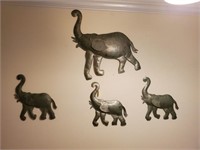 4 PC METAL ELEPHANT DECOR