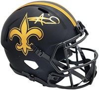 Alvin Kamara Autographed Black Helmet Beckett BAS