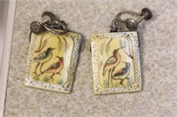 Vintage Pair of Bone and Sterling Earrings