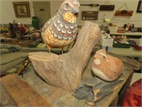 2 GREAT WOOD CARVED BIRDS