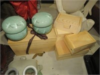 WOOD BOXES & ORIENTAL POTTERY