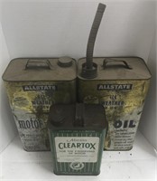 Oil cans and cleartox albesto can