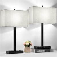 21" Set of 2 Touch Control Table Lamps with 2 USB