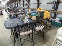 ALUMINUM PATIO TABLE AND CHAIRS, PADS,