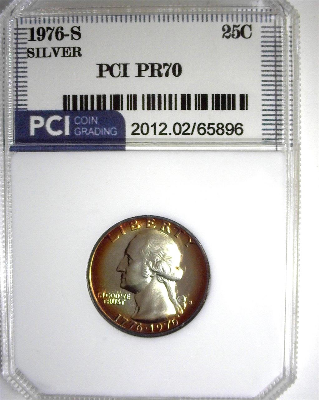 1976-S Silver Quarter PCI PR70 Golden Toning