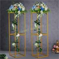 YALLOVE 2 Pcs 80 CM Gold Metal Flower Stand