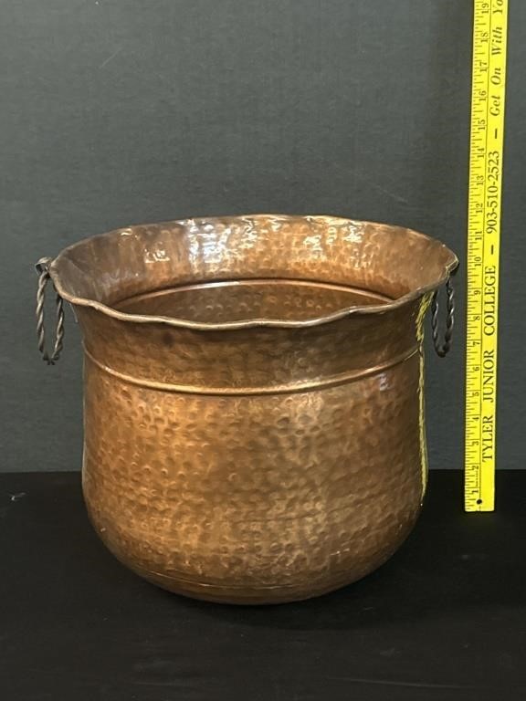 Vintage Hammered Copper Pot 12" Tall