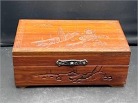 Carved wooden box men’s jewelry box