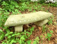 concrete curved garden bench