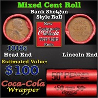 Mixed small cents 1c orig shotgun roll, Wheat Cent