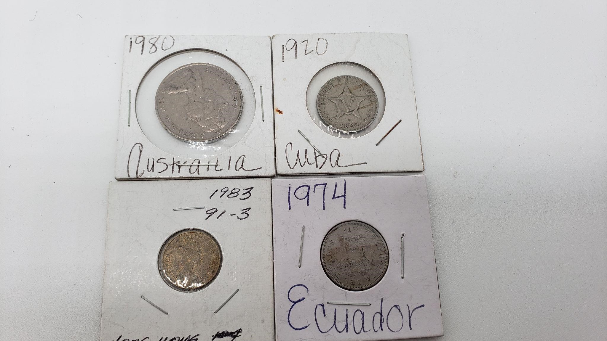 Coins Australia, 1920 Cuba, Hong Kong, 74 Ecuador
