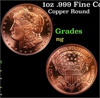 1oz .999 Fine Copper Bullion Round - Morgan Style