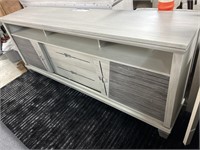 Modern Media Stand In Grey Wash , 2 Drawers , 2