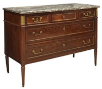 FRENCH LOUIS XVI MARBLE-TOP MAHOGANY COMMODE