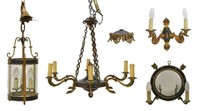 (4) FRENCH EMPIRE STYLE PARCEL GILT LIGHTING SUITE