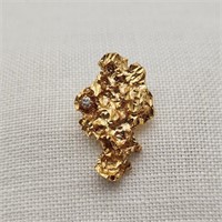 18K Gold Nugget Pendant + Diamond