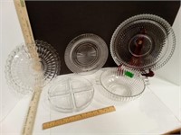 Glass Platters, Bowl W/ Handles & 4piece Divided