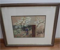 Framed Vietnam Painting w/Markings 26x22.5"
