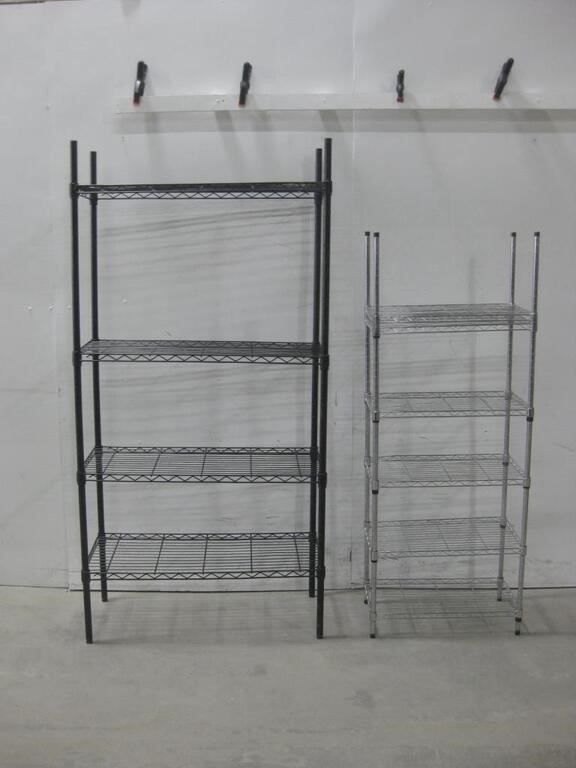 Two Metal Rack Shelves Largest 3'x 15.5"x 6'