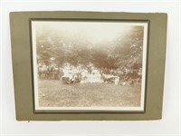 Large Antique Family Picnic Photograph Cabinet