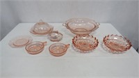 8 pc Vintage Pink Depression Glass