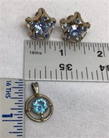 D2) BLUE RHINESTONE PENDANT W/ SCREW RHINESTONE