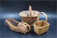 TRIO OF VINTAGE BASKETS