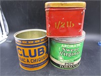3 Tobacco Tins Old