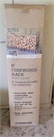 8' firewood rack with cover. New in box.