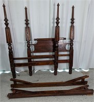 Vintage Wooden Twin Size Poster Bed w/ Rails