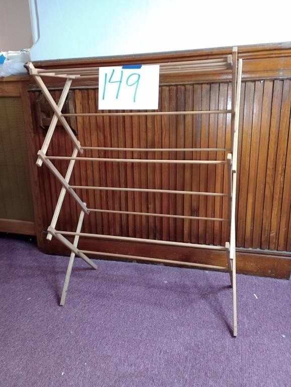 OLD WOODEN DRYING RACK, 40 INCHES